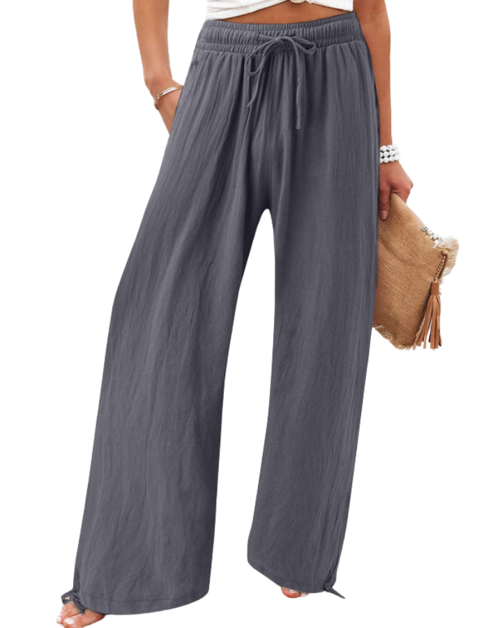 SHOPIQAT Elastic Casual Solid Colour Wide Leg Trousers - Premium from shopiqat - Just $7.100! Shop now at shopiqat